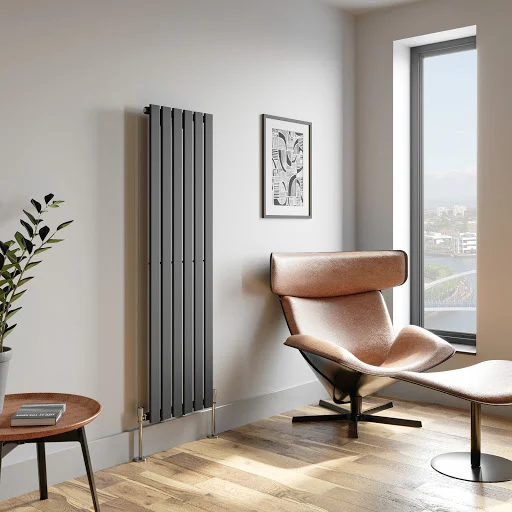 DuraTherm Vertical Single Flat Panel Designer Radiator - 1600 X 452mm Anthracite