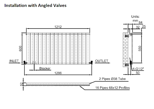 DuraTherm Horizontal Single Flat Panel Designer Radiator - 600 X 1212mm Anthracite - Image 9