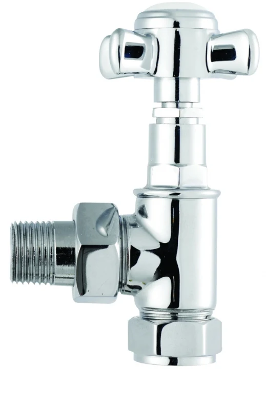 Essential Crosshead Radiator Valves Angled Valve 15mm Pipe Chrome - 148994