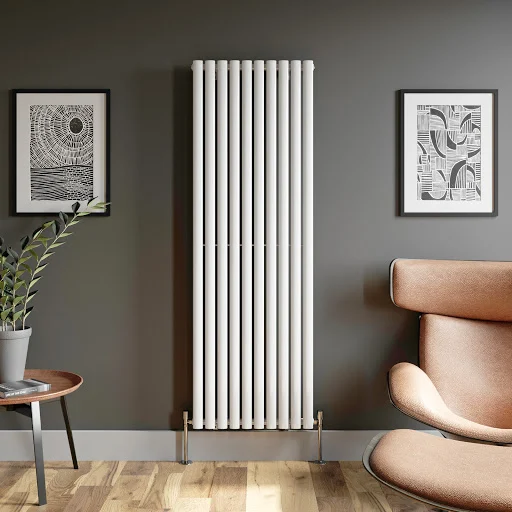 DuraTherm Vertical Oval Tube Single Panel Designer Radiator - 1800 X 600mm White - Image 2