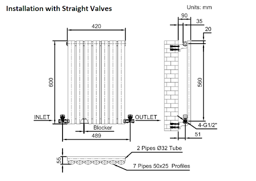 DuraTherm Horizontal Oval Tube Single Panel Designer Radiator - 600 X 420mm White - Image 9