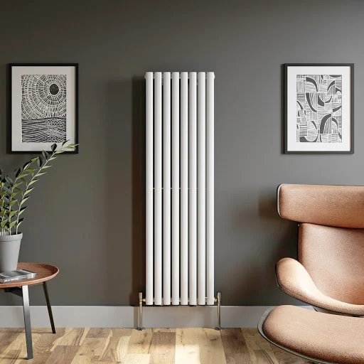 DuraTherm Vertical Oval Tube Single Panel Designer Radiator - 1600 X 480mm White - Image 2