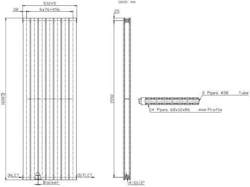 DuraTherm Vertical Double Flat Panel Designer Radiator - 1600 X 532mm White - Image 7
