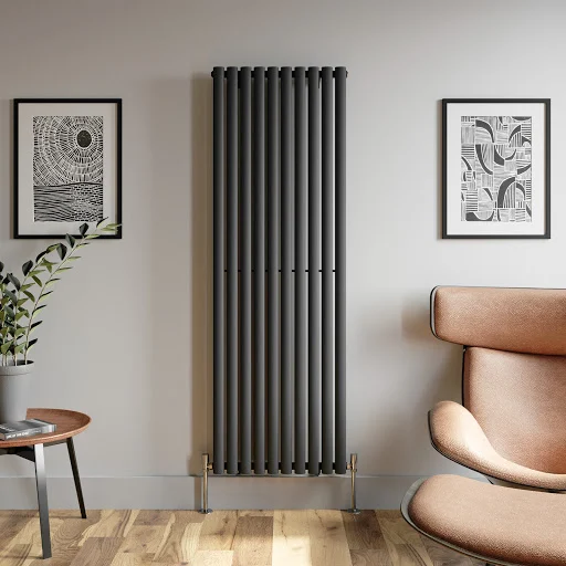 DuraTherm Vertical Oval Tube Single Panel Designer Radiator - 1800 X 600mm Anthracite - Image 2