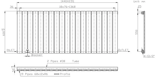 DuraTherm Horizontal Single Flat Panel Designer Radiator - 600 X 1440mm White - Image 7