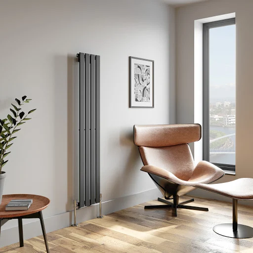 DuraTherm Vertical Single Flat Panel Designer Radiator - 1600 X 300mm Anthracite