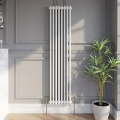 Park Lane Traditional Vertical Colosseum Double Bar Column Radiator White - 1600 X 380mm