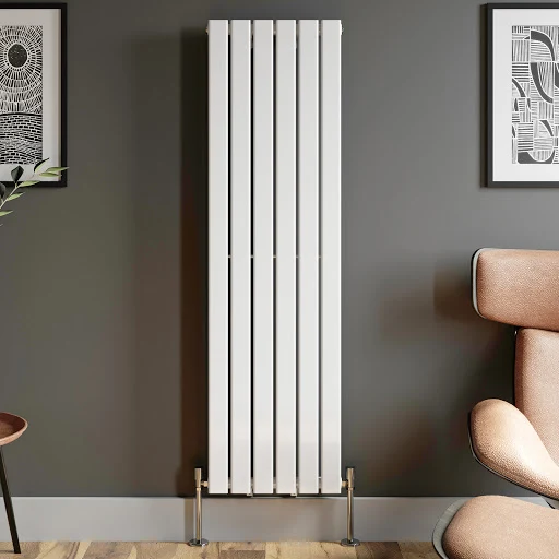 DuraTherm Vertical Single Flat Panel Designer Radiator - 1600 X 452mm White - Image 4