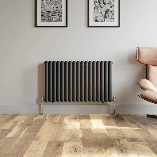 DuraTherm Horizontal Oval Tube Double Panel Designer Radiator - 600 X 1020mm Anthracite - Image 2