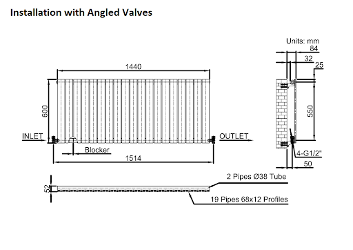 DuraTherm Horizontal Single Flat Panel Designer Radiator - 600 X 1440mm White - Image 10