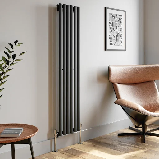 DuraTherm Vertical Oval Tube Single Panel Designer Radiator - 1600 X 360mm Anthracite - Image 3