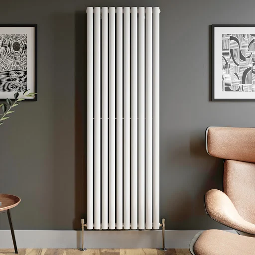 DuraTherm Vertical Oval Tube Single Panel Designer Radiator - 1800 X 600mm White - Image 4