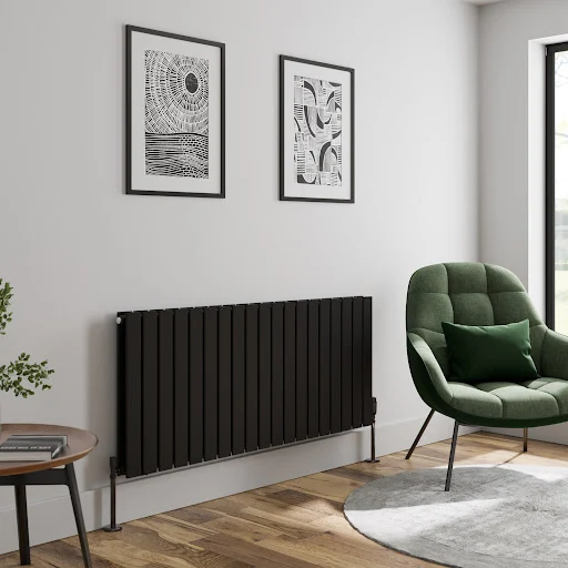 DuraTherm Horizontal Double Flat Panel Designer Radiator - 600 X 1444mm Black - Image 2