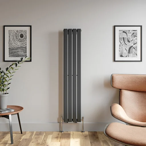 DuraTherm Vertical Single Flat Panel Designer Radiator - 1600 X 300mm Anthracite - Image 2