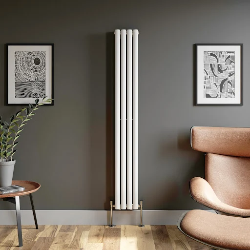 DuraTherm Vertical Oval Tube Double Panel Designer Radiator - 1800 X 240mm White - Image 2