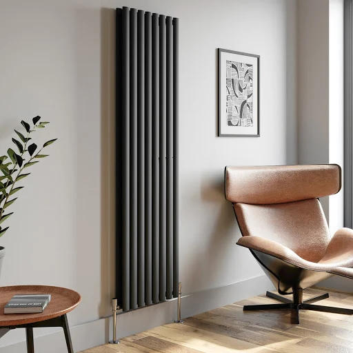 DuraTherm Vertical Oval Tube Double Panel Designer Radiator - 1800 X 480mm Anthracite - Image 3