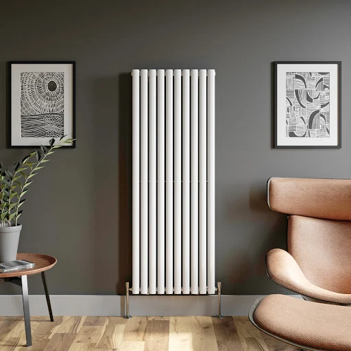 DuraTherm Vertical Oval Tube Double Panel Designer Radiator - 1600 X 600mm White - Image 2
