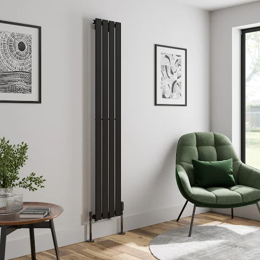 DuraTherm Vertical Single Flat Panel Designer Radiator - 1800 X 300mm Black - Image 2