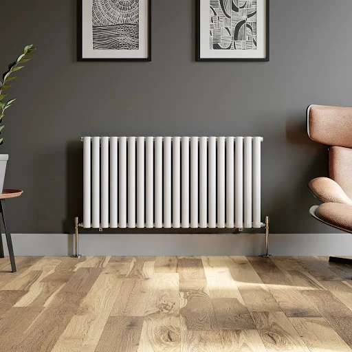 DuraTherm Horizontal Oval Tube Single Panel Designer Radiator - 600 X 1200mm White - Image 2