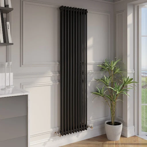 Park Lane Traditional Vertical Colosseum Double Bar Column Radiator Black - 1800 X 470mm - Image 2