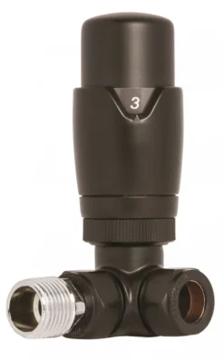 Radox 15mm Black TRV Corner Valve Pack - Includes TRV And Lockshield - RV-TRVPCKCV-bl