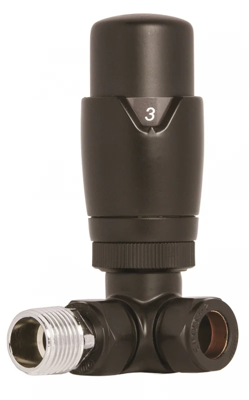Radox 15mm Black TRV Corner Valve Pack - Includes TRV And Lockshield - RV-TRVPCKCV-bl