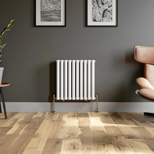 DuraTherm Horizontal Oval Tube Double Panel Designer Radiator - 600 X 600mm White - Image 2