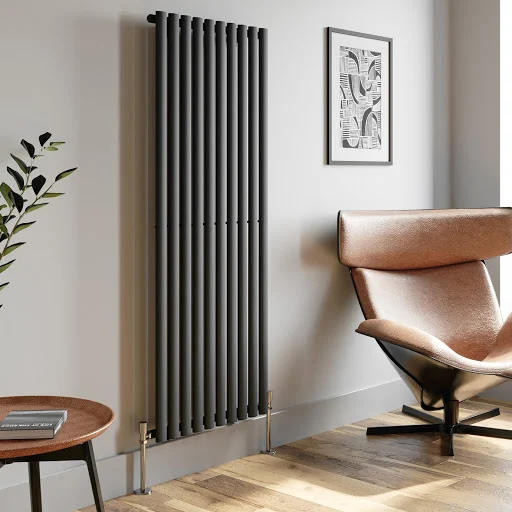 DuraTherm Vertical Oval Tube Single Panel Designer Radiator - 1600 X 600mm Anthracite - Image 3