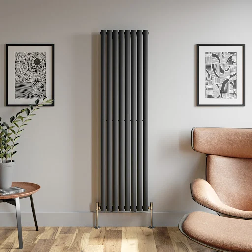 DuraTherm Vertical Oval Tube Single Panel Designer Radiator - 1800 X 480mm Anthracite - Image 2