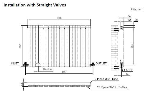 DuraTherm Horizontal Single Flat Panel Designer Radiator - 600 X 908mm Anthracite - Image 8