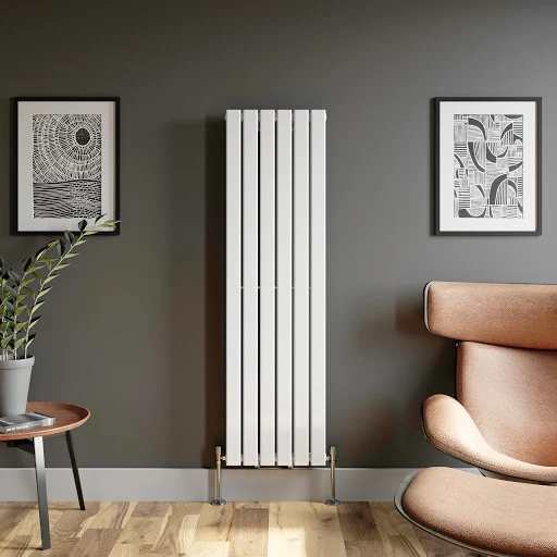 DuraTherm Vertical Single Flat Panel Designer Radiator - 1600 X 452mm White - Image 2