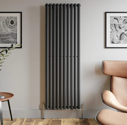 DuraTherm Vertical Oval Tube Single Panel Designer Radiator - 1800 X 600mm Anthracite - Image 4