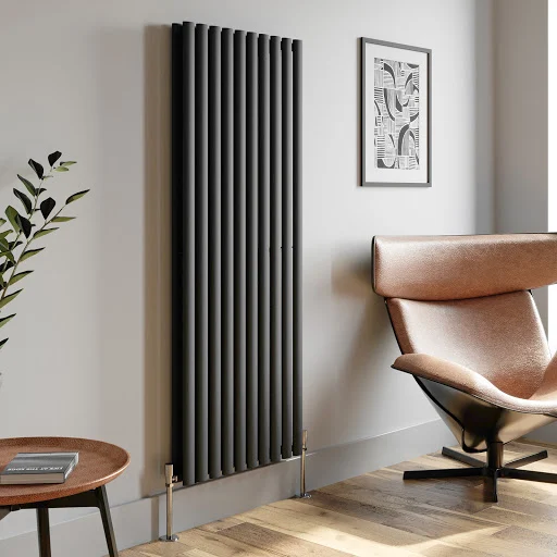 DuraTherm Vertical Oval Tube Double Panel Designer Radiator - 1600 X 600mm Anthracite - Image 3