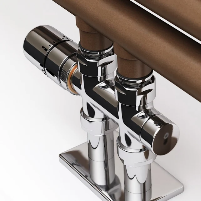 Terma 50mm Right Sided Straight Integrated H Block Valve Set Chrome - WRZT5G4-CR - Image 3