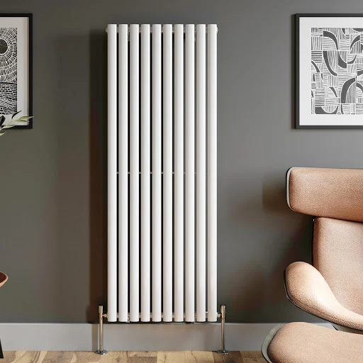 DuraTherm Vertical Oval Tube Single Panel Designer Radiator - 1600 X 600mm White - Image 4