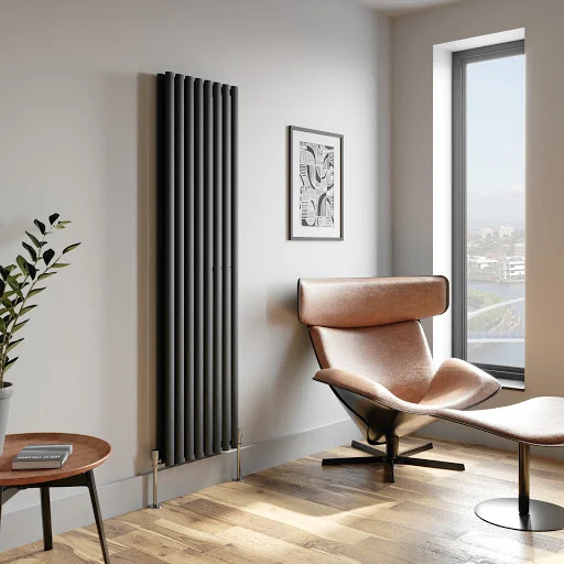 DuraTherm Vertical Oval Tube Double Panel Designer Radiator - 1800 X 480mm Anthracite