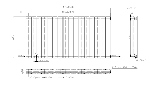 DuraTherm Horizontal Double Flat Panel Designer Radiator - 600 X 1216mm Anthracite - Image 7
