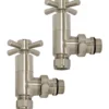 Ultraheat 15mm Modern Cross Head Angled Manual Radiator Valve And Lockshield Pack - Brushed Matt - QUA850S