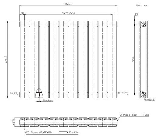 DuraTherm Horizontal Double Flat Panel Designer Radiator - 600 X 760mm White - Image 7