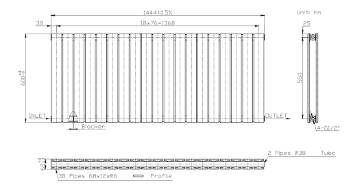DuraTherm Horizontal Double Flat Panel Designer Radiator - 600 X 1444mm Anthracite - Image 7