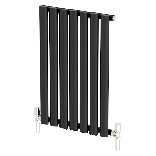 DuraTherm Horizontal Oval Tube Single Panel Designer Radiator - 600 X 420mm Black - Image 3