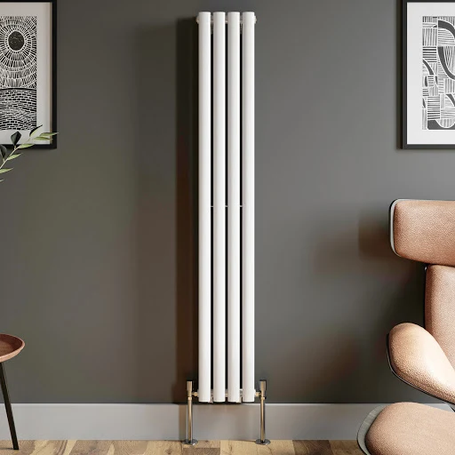 DuraTherm Vertical Oval Tube Double Panel Designer Radiator - 1600 X 240mm White - Image 4